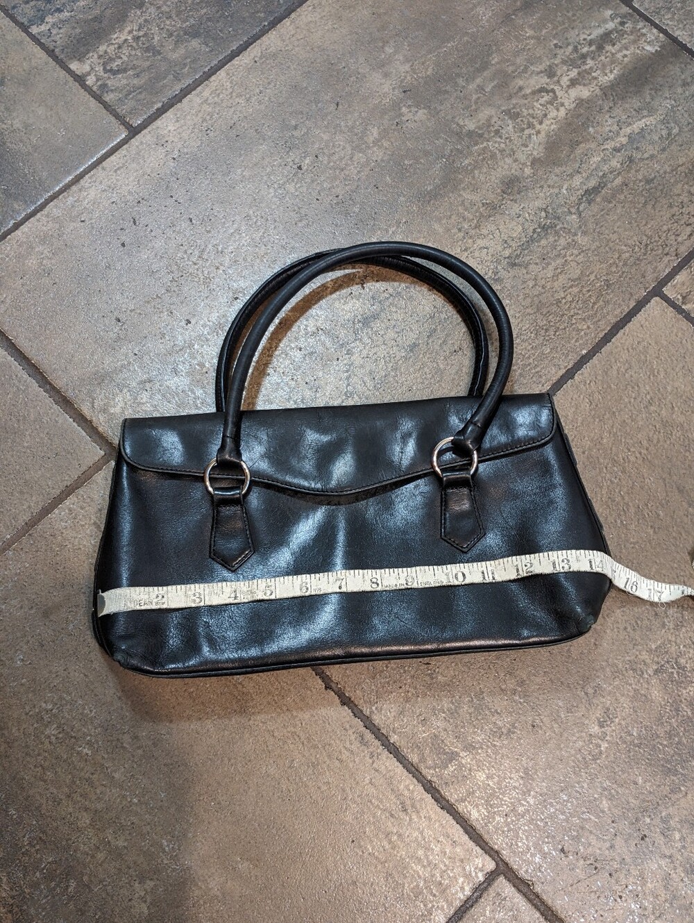 Vintage Danier Butter Soft Smooth Leather Chic Satchel EW Shoulder Bag Black ๐ค - Picture 11 of 16